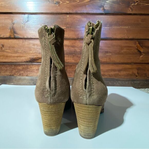 Splendid Fine Leather Booties Tan With Block Heel Women's Size 8.5 - Picture 6 of 13